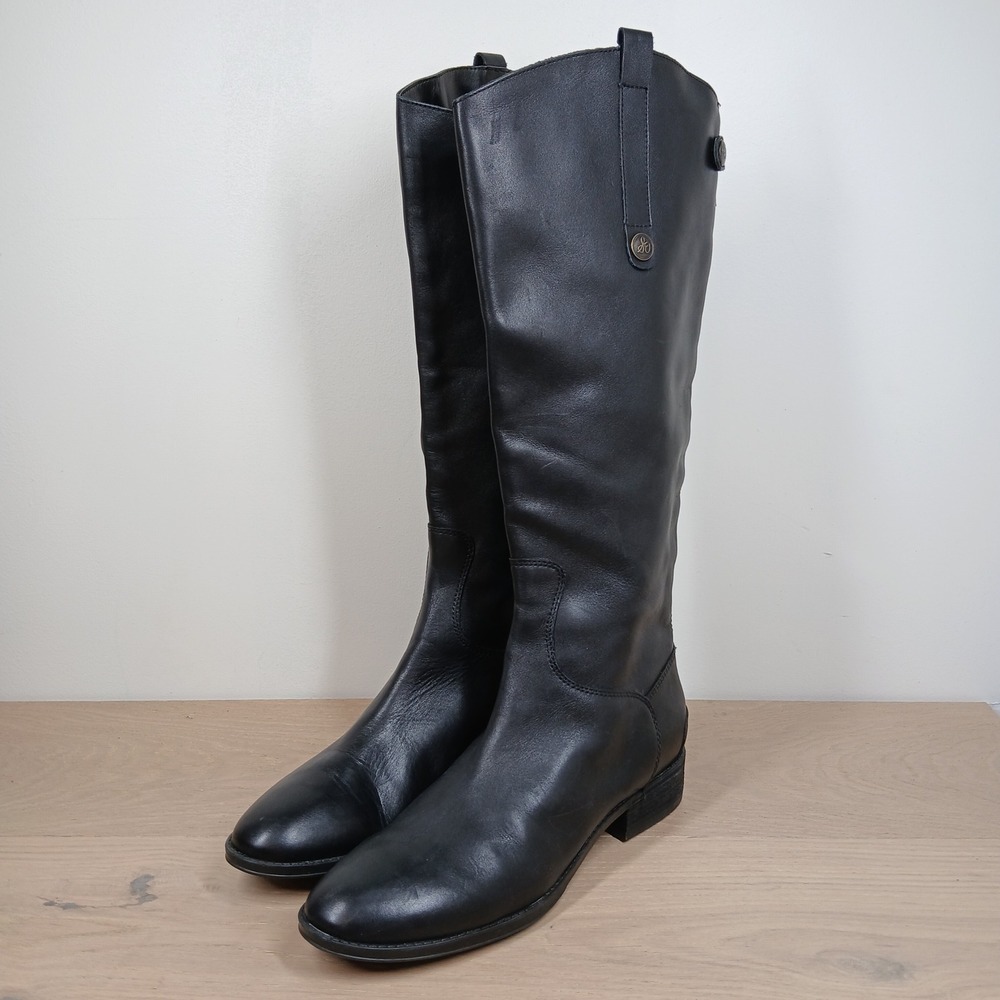 Sam Edelman Black Tall Leather Riding Boots